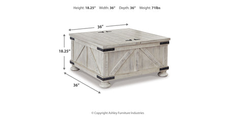 Carynhurst Whitewash Coffee Table from Ashley - Luna Furniture