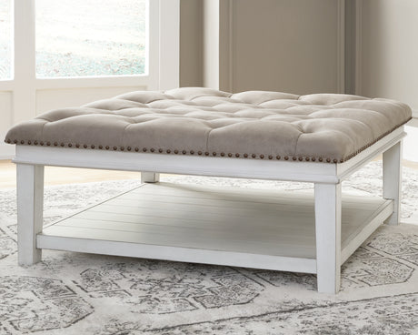 Kanwyn Whitewash Upholstered Ottoman Coffee Table from Ashley Furniture - Luna Furniture