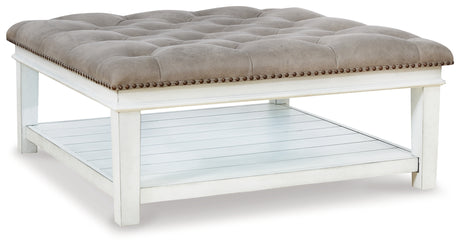 Kanwyn Whitewash Upholstered Ottoman Coffee Table from Ashley Furniture - Luna Furniture