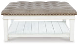 Kanwyn Whitewash Upholstered Ottoman Coffee Table from Ashley Furniture - Luna Furniture