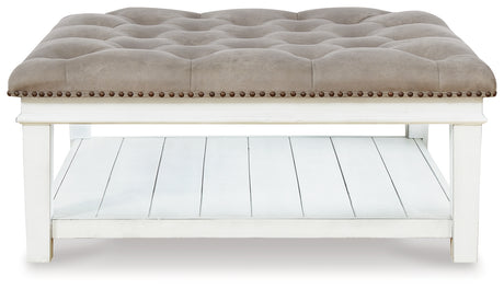 Kanwyn Whitewash Upholstered Ottoman Coffee Table from Ashley Furniture - Luna Furniture