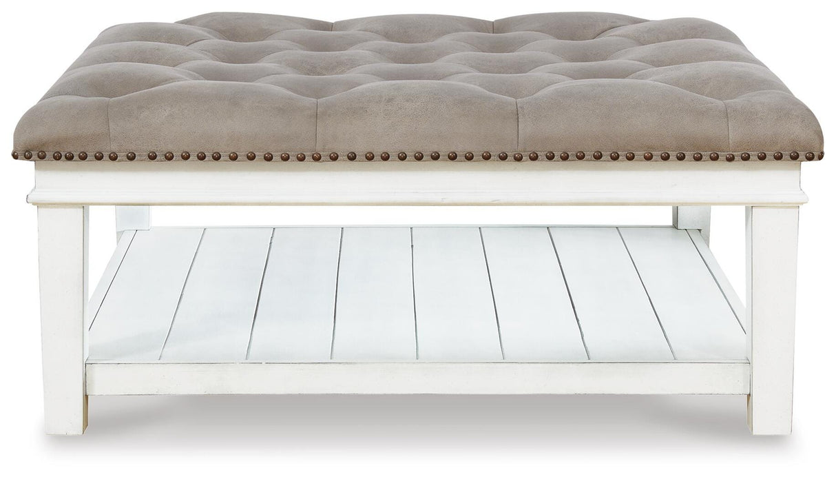 Kanwyn Whitewash Upholstered Ottoman Coffee Table from Ashley Furniture - Luna Furniture