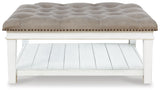 Kanwyn Whitewash Upholstered Ottoman Coffee Table from Ashley Furniture - Luna Furniture