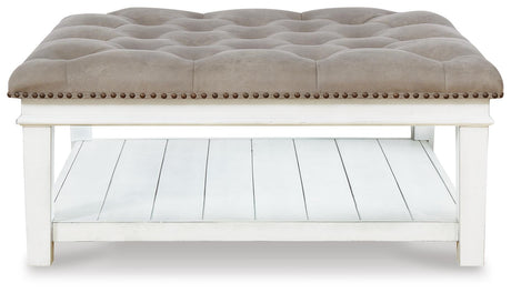 Kanwyn Whitewash Upholstered Ottoman Coffee Table from Ashley Furniture - Luna Furniture
