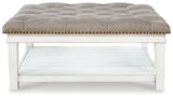 Kanwyn Whitewash Upholstered Ottoman Coffee Table from Ashley Furniture - Luna Furniture