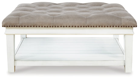 Kanwyn Whitewash Upholstered Ottoman Coffee Table from Ashley Furniture - Luna Furniture