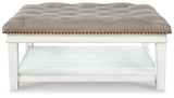 Kanwyn Whitewash Upholstered Ottoman Coffee Table from Ashley Furniture - Luna Furniture