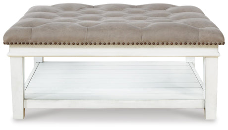 Kanwyn Whitewash Upholstered Ottoman Coffee Table from Ashley Furniture - Luna Furniture