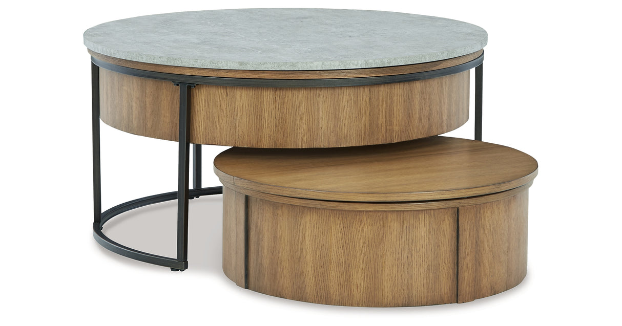 Fridley Gray/Brown/Black Nesting Coffee Table from Ashley Furniture - Luna Furniture