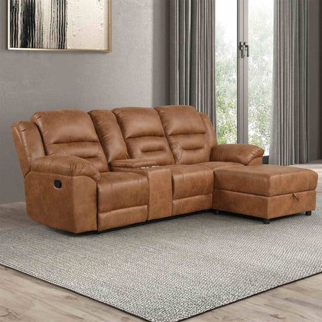 Septimus Saddle Brown Sectional from Furniture of America - Luna Furniture