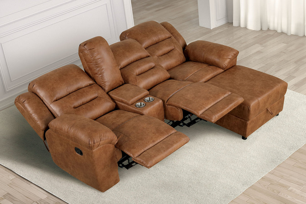 Septimus Saddle Brown Sectional from Furniture of America - Luna Furniture