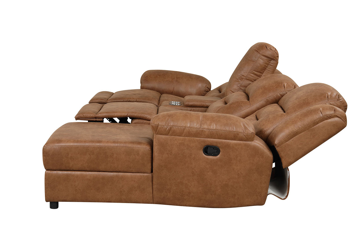 Septimus Saddle Brown Sectional from Furniture of America - Luna Furniture