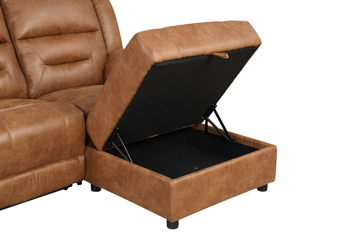 Septimus Saddle Brown Sectional from Furniture of America - Luna Furniture