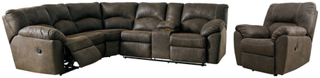 Tambo 2-Piece Sectional with Recliner in Canyon from Ashley - Luna Furniture