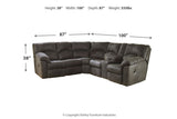 Tambo Pewter 2-Piece Sectional with Recliner from Ashley - Luna Furniture