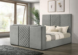 Tara Gray 61-inch Upholstered Eastern King Panel TV Bed from Coaster - Luna Furniture