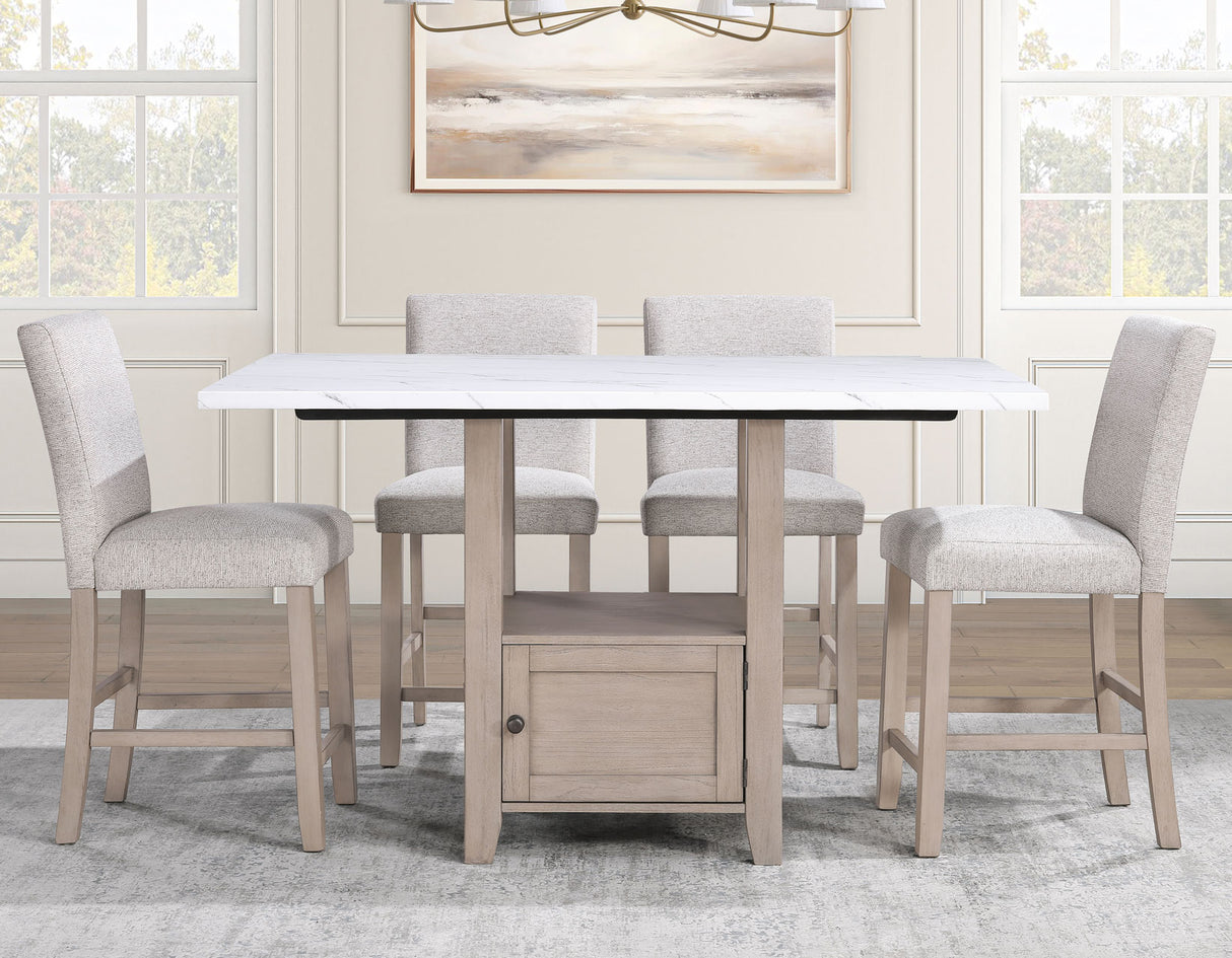 Taylor Tan Faux-Marble Counter Height Dining Set from Steve Silver - Luna Furniture
