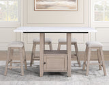 Taylor Tan Faux-Marble Counter Height Set with Stools from Steve Silver - Luna Furniture