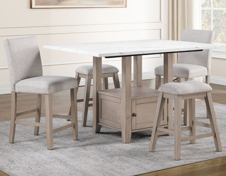 Taylor Tan Faux-Marble Counter Height Set with Stools from Steve Silver - Luna Furniture