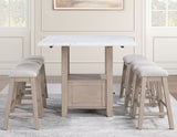 Taylor Tan Faux-Marble Counter Height Set with Stools from Steve Silver - Luna Furniture