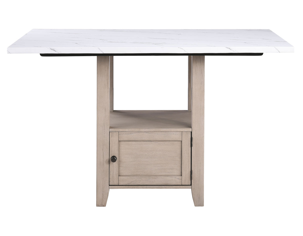 Taylor Tan Faux Marble Top 60″ Storage Counter Height Table from Steve Silver - Luna Furniture
