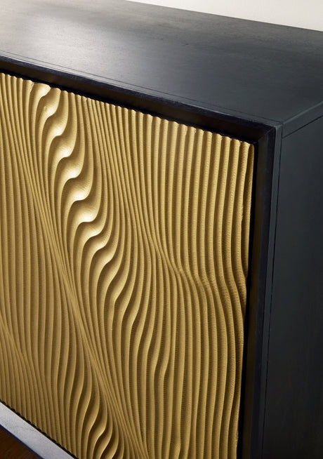 Tayner Black/Gold Finish Accent Cabinet from Ashley - Luna Furniture