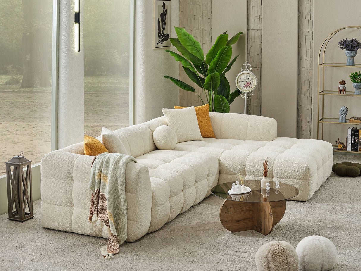 Teddy Cream Sectional Sofa