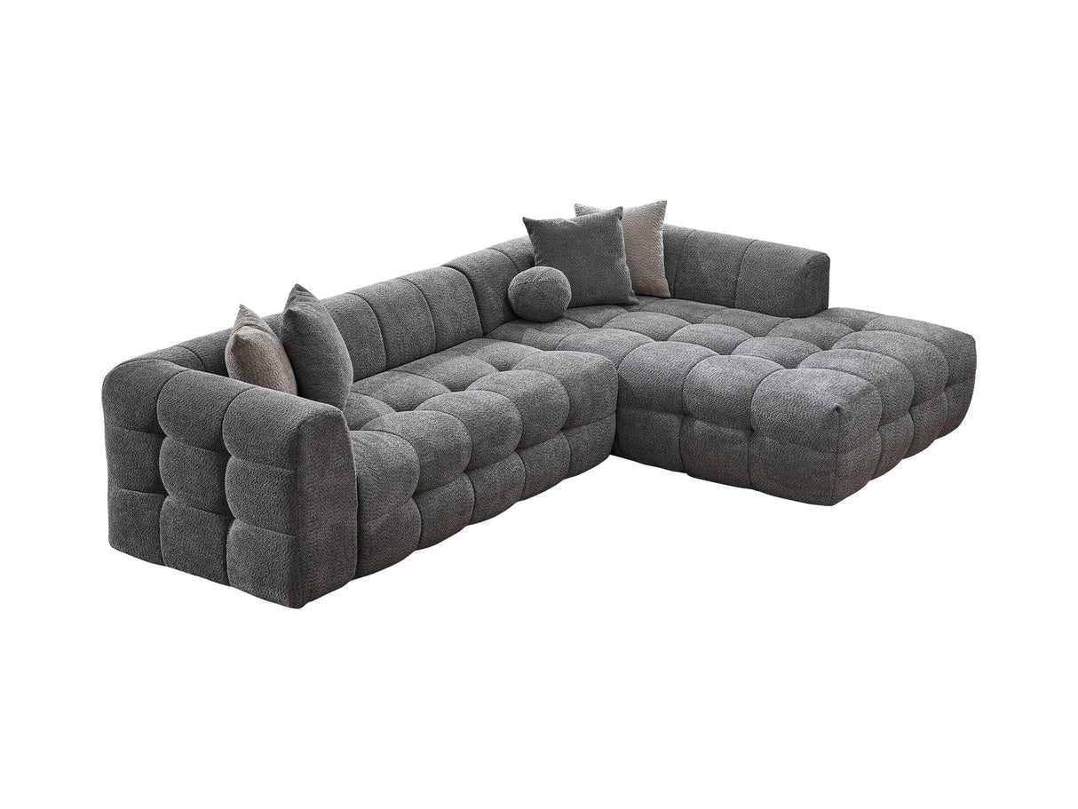 Teddy Sectional Sofa in Grey from Furnia - Luna Furniture