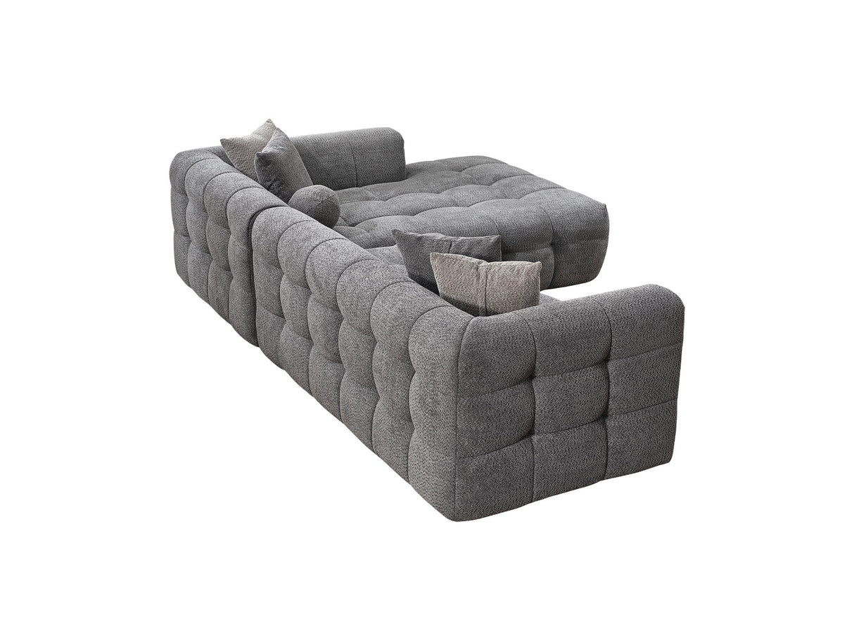 Teddy Sectional Sofa in Grey from Furnia - Luna Furniture