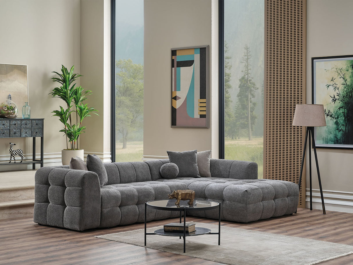 Teddy Sectional Sofa in Grey from Furnia - Luna Furniture