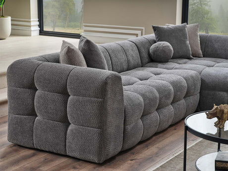 Teddy Sectional Sofa in Grey from Furnia - Luna Furniture