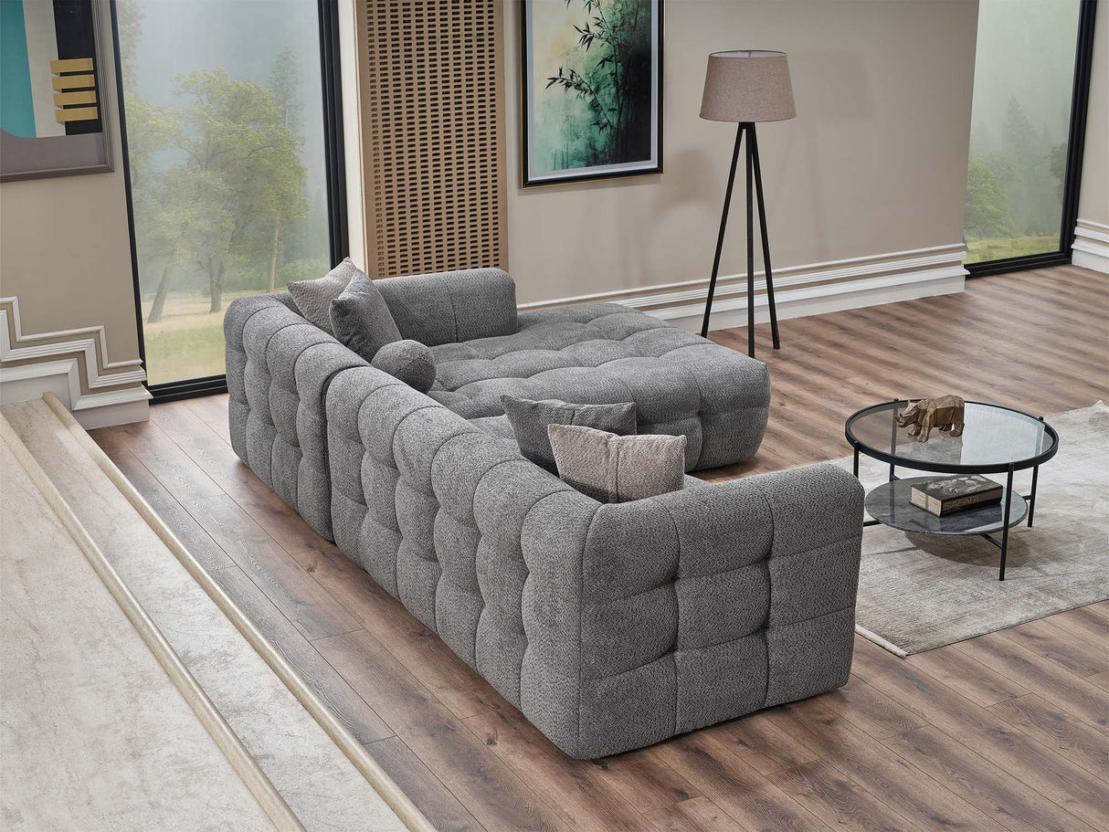 Teddy Sectional Sofa in Grey from Furnia - Luna Furniture