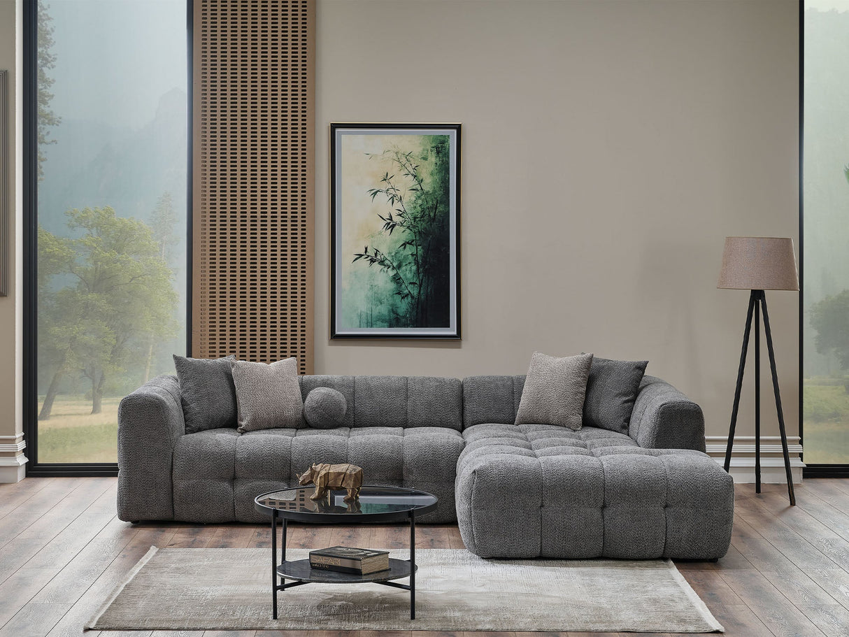 Teddy Sectional Sofa in Grey from Furnia - Luna Furniture