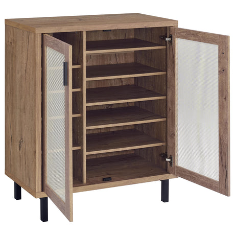 Teller Natural Oak 2-Door Shoe Storage Cabinet from Coaster - Luna Furniture