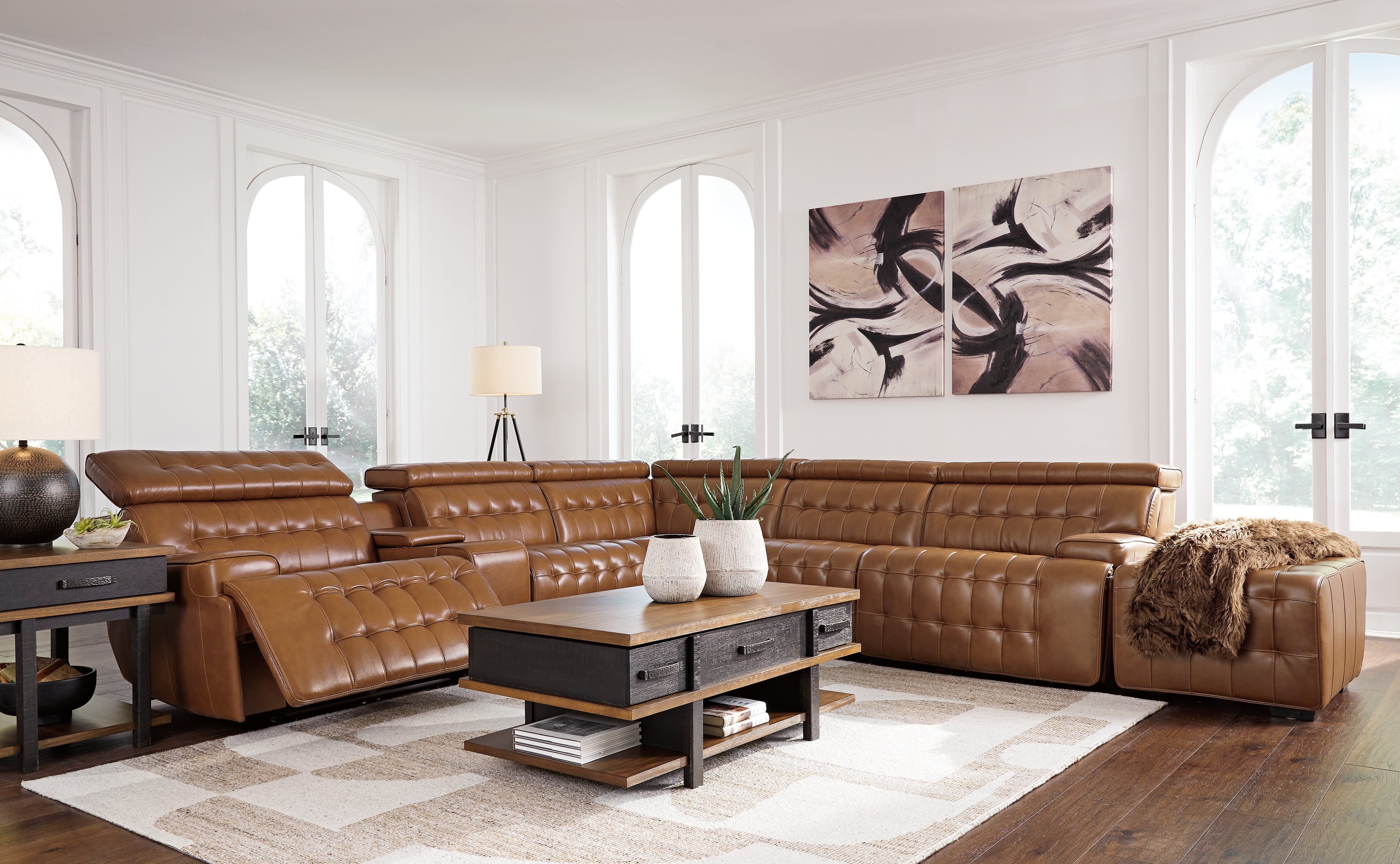 Temmpton 6-Piece Sectional with Ottoman in Chocolate – Luna Furniture