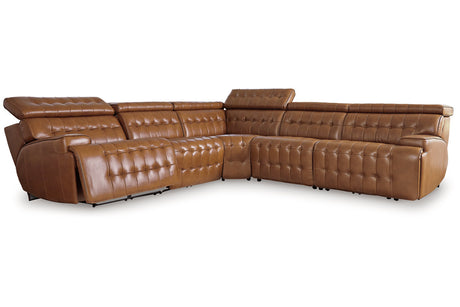Temmpton Chocolate 5-Piece Power Reclining Sectional from Ashley - Luna Furniture