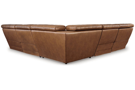 Temmpton Chocolate 5-Piece Power Reclining Sectional from Ashley - Luna Furniture