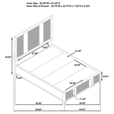 Terrace Ash Brown 2-Drawer Queen Storage Bed from Coaster - Luna Furniture