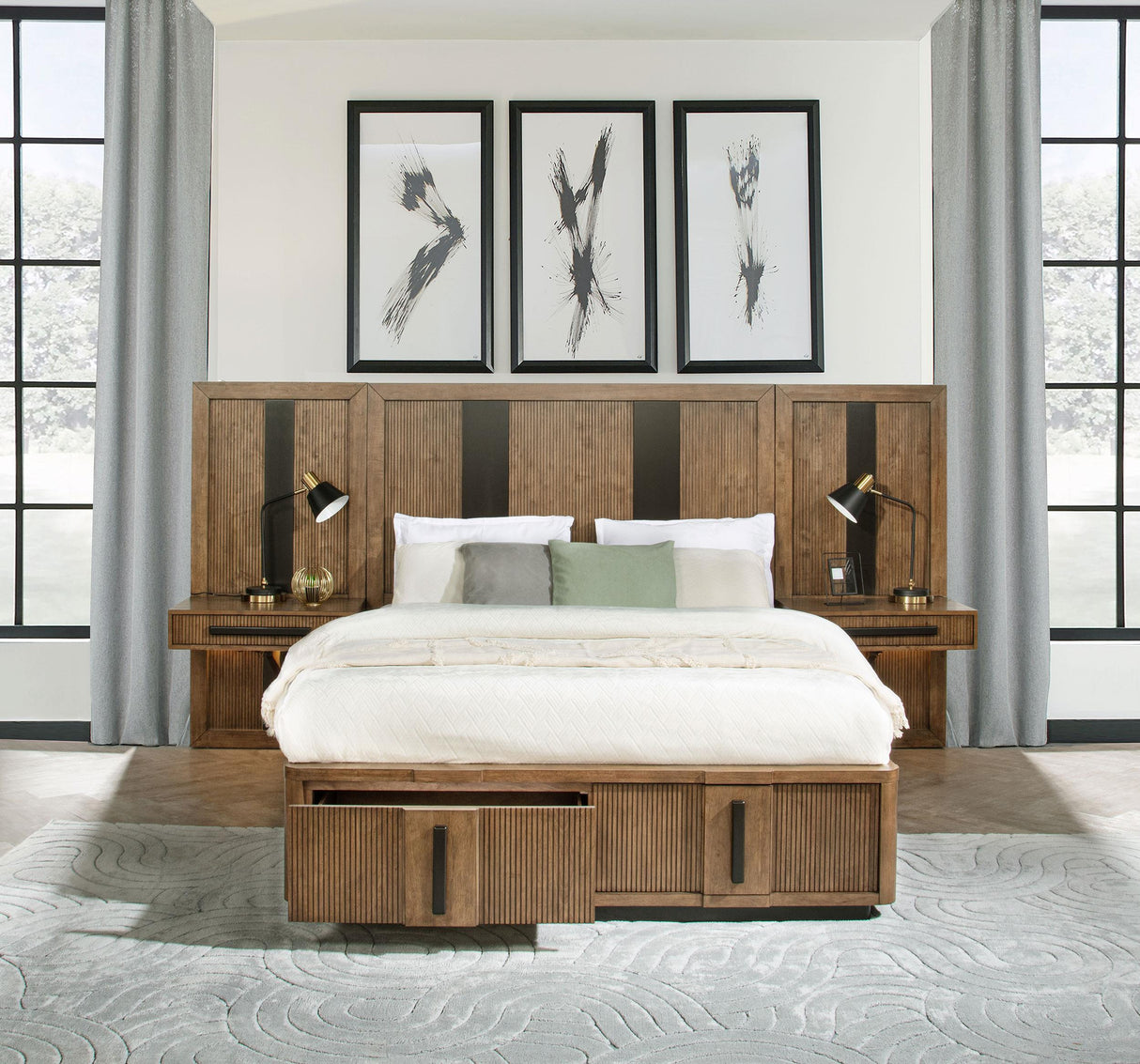 Terrace Ash Brown Wall Panel California King Storage Bed from Coaster - Luna Furniture