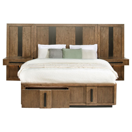 Terrace Ash Brown Wall Panel California King Storage Bed from Coaster - Luna Furniture