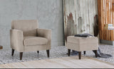 Theo Cream Accent Chair and Ottoman from Bellona - Luna Furniture