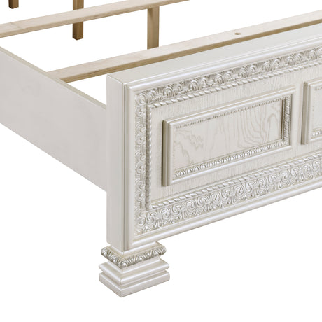 Theodora Pearl White King Panel Bed from Homelegance - Luna Furniture