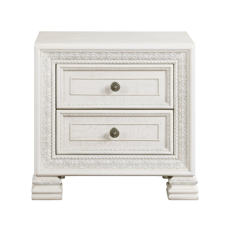 Theodora Pearl White Nightstand from Homelegance - Luna Furniture