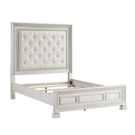 Theodora Pearl White Queen Panel Bed from Homelegance - Luna Furniture