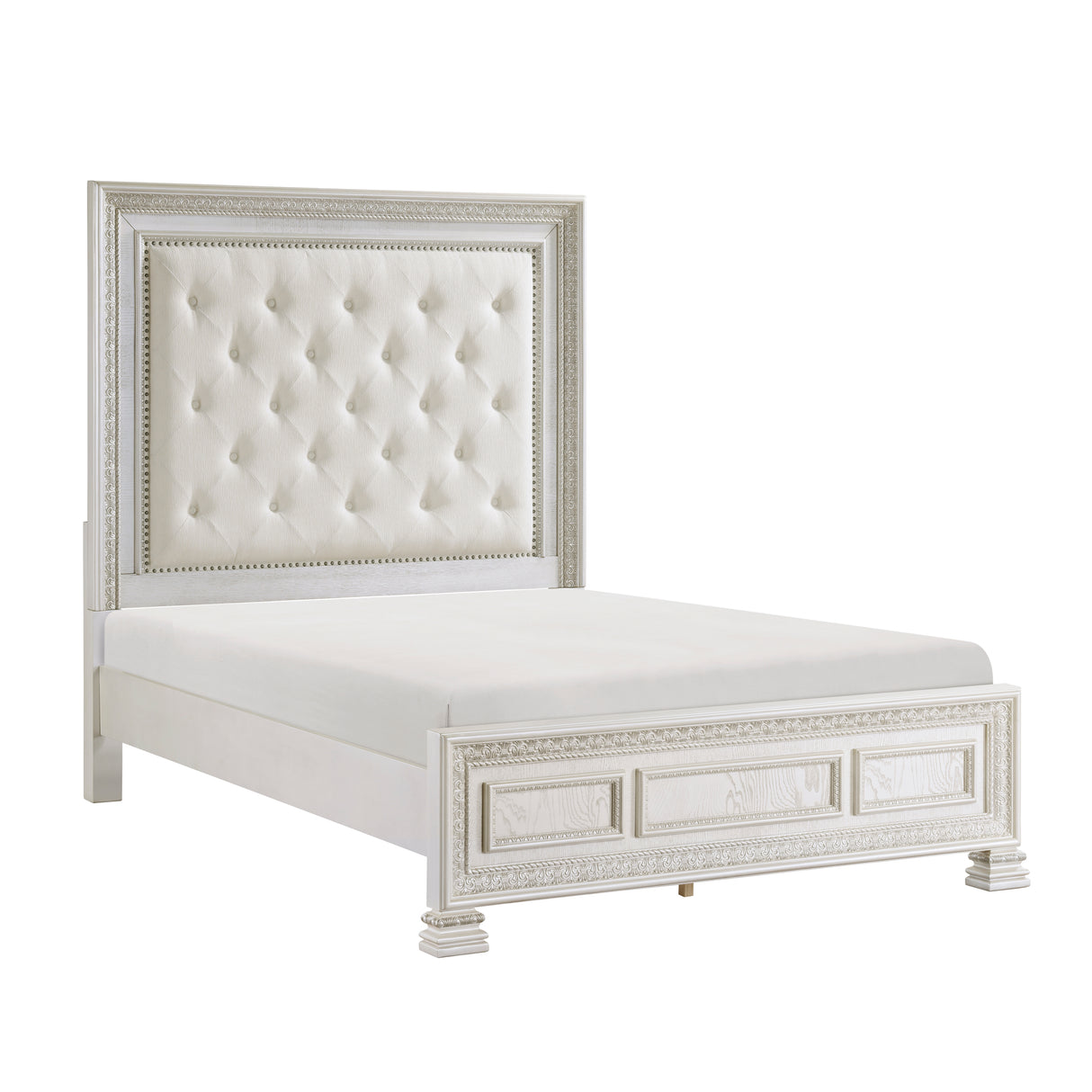 Theodora Pearl White King Panel Bed from Homelegance - Luna Furniture