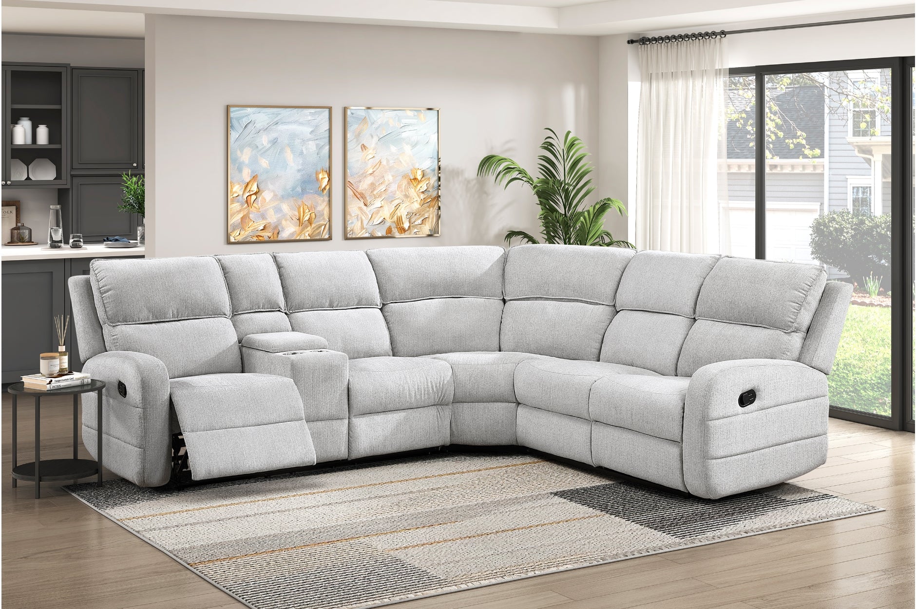 Homelegance Thorne Gray 3-Piece Reclining Sectional with Left