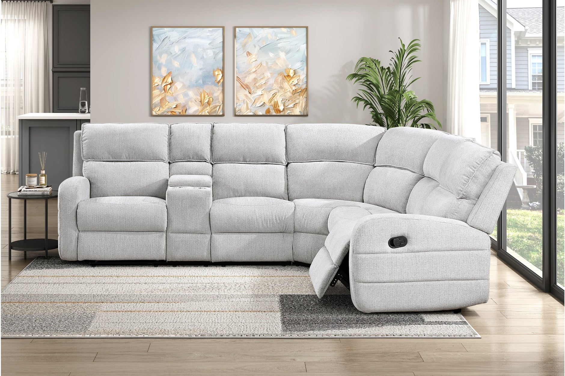 Homelegance Thorne Gray 3-Piece Reclining Sectional with Left