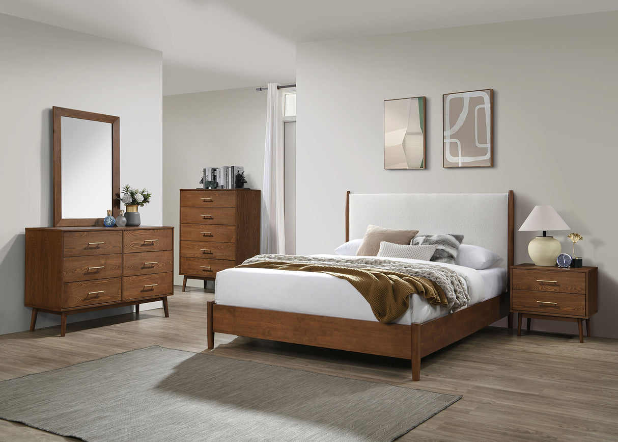 Thusis Walnut/Beige King Bed from Furniture of America - Luna Furniture