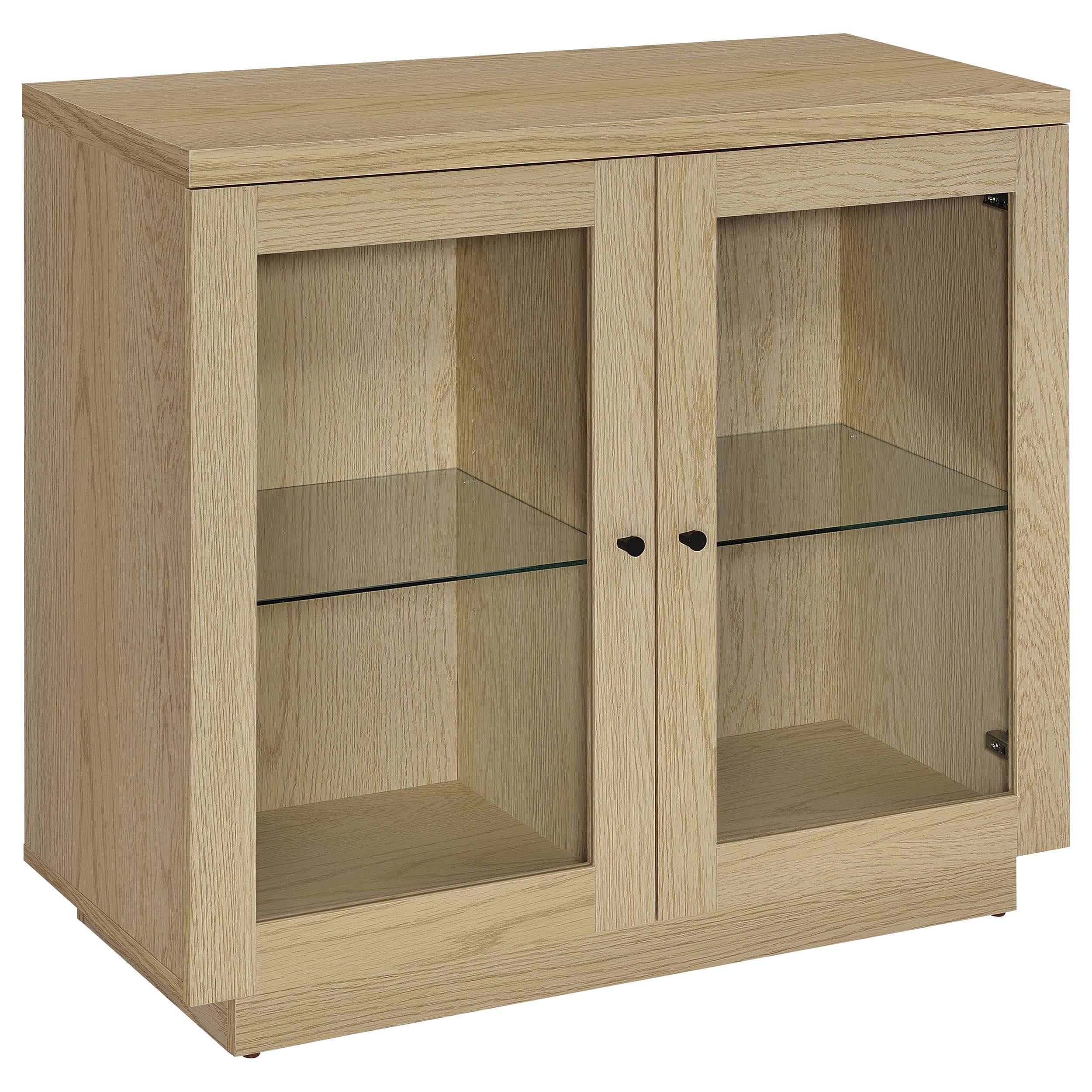 Coaster Tilbury Light Oak 2-Door Glass Front Accent Display