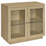 Tilbury Light Oak 2-Door Glass Front Accent Display Cabinet from Coaster - Luna Furniture